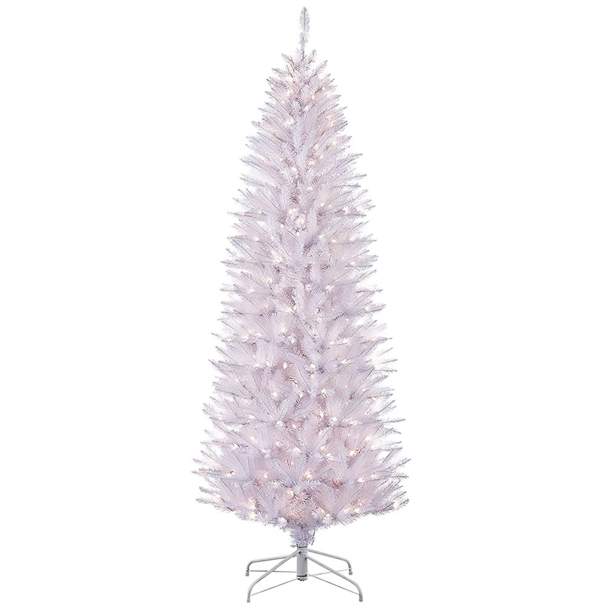 6 Pack: 4.5ft. Pre-Lit White Fraser Fir Artificial Christmas Tree, Clear Lights